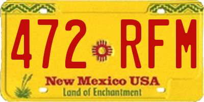 NM license plate 472RFM