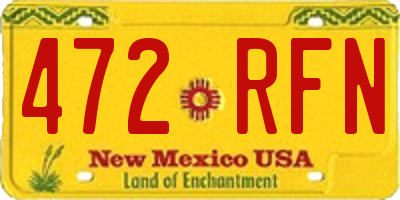 NM license plate 472RFN