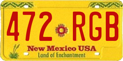 NM license plate 472RGB