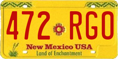 NM license plate 472RGO