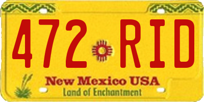 NM license plate 472RID