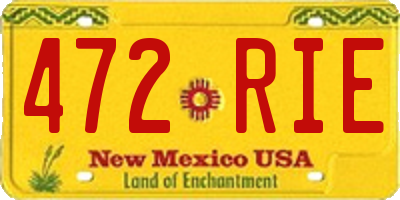 NM license plate 472RIE