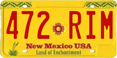 NM license plate 472RIM