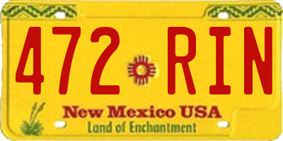 NM license plate 472RIN
