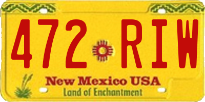 NM license plate 472RIW
