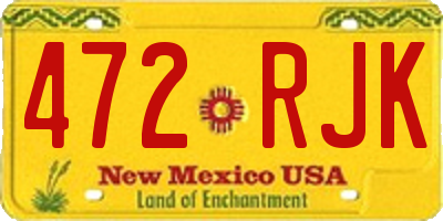 NM license plate 472RJK