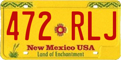 NM license plate 472RLJ