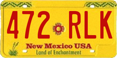 NM license plate 472RLK