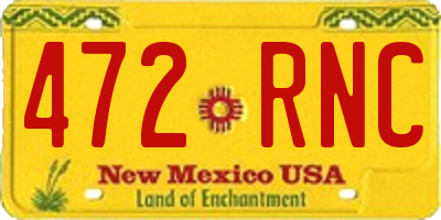 NM license plate 472RNC