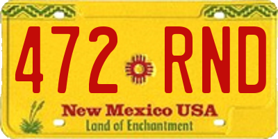NM license plate 472RND