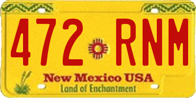 NM license plate 472RNM