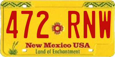 NM license plate 472RNW