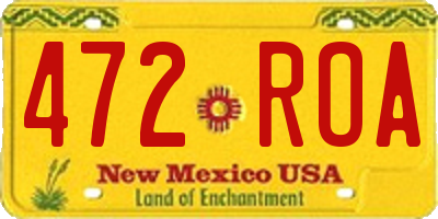 NM license plate 472ROA