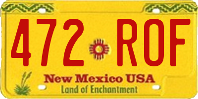 NM license plate 472ROF
