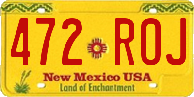 NM license plate 472ROJ
