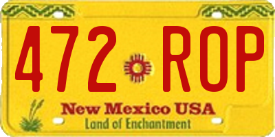 NM license plate 472ROP
