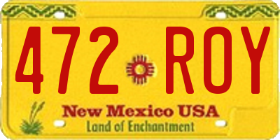 NM license plate 472ROY