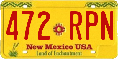 NM license plate 472RPN