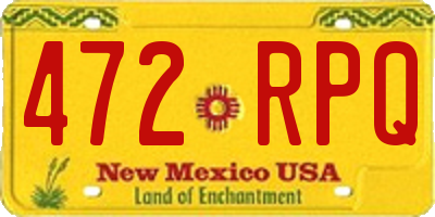 NM license plate 472RPQ