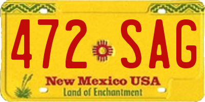 NM license plate 472SAG