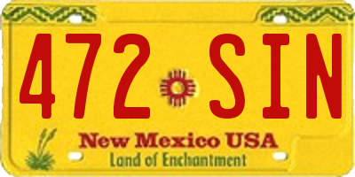 NM license plate 472SIN