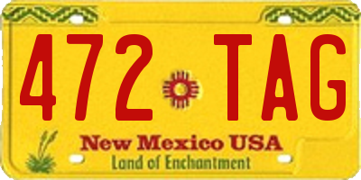 NM license plate 472TAG