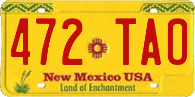 NM license plate 472TAO