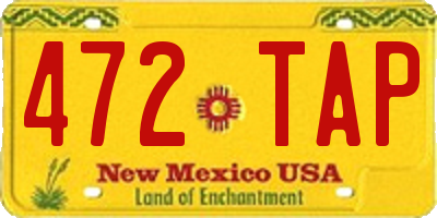 NM license plate 472TAP