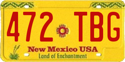 NM license plate 472TBG