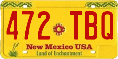 NM license plate 472TBQ