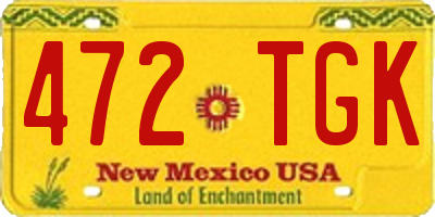NM license plate 472TGK