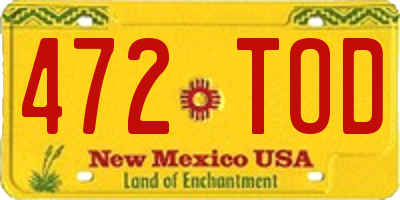 NM license plate 472TOD