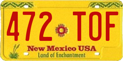 NM license plate 472TOF
