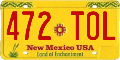 NM license plate 472TOL