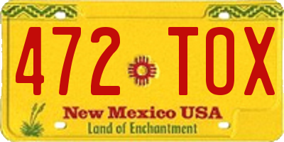 NM license plate 472TOX