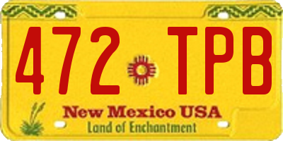 NM license plate 472TPB
