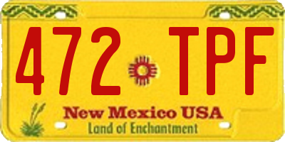 NM license plate 472TPF