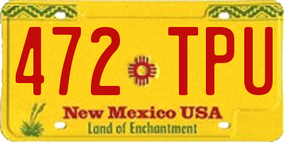 NM license plate 472TPU