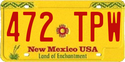 NM license plate 472TPW