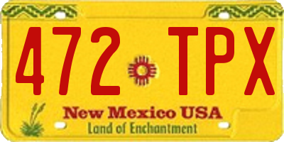 NM license plate 472TPX