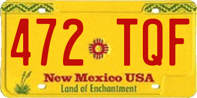 NM license plate 472TQF