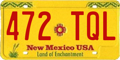 NM license plate 472TQL