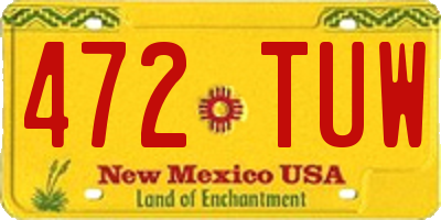 NM license plate 472TUW