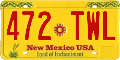 NM license plate 472TWL