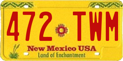 NM license plate 472TWM