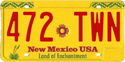 NM license plate 472TWN
