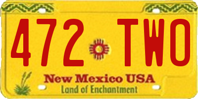NM license plate 472TWO