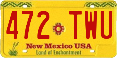 NM license plate 472TWU