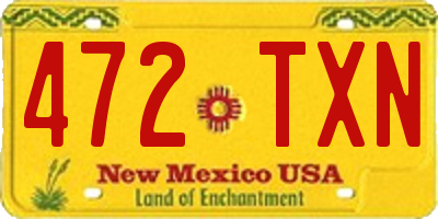 NM license plate 472TXN