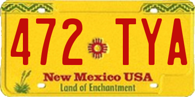 NM license plate 472TYA